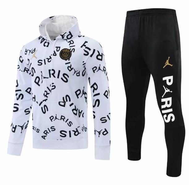 PSG x Jordan White Tracksuits Paris Hoodie Sweatshirt with Pants 2020/21